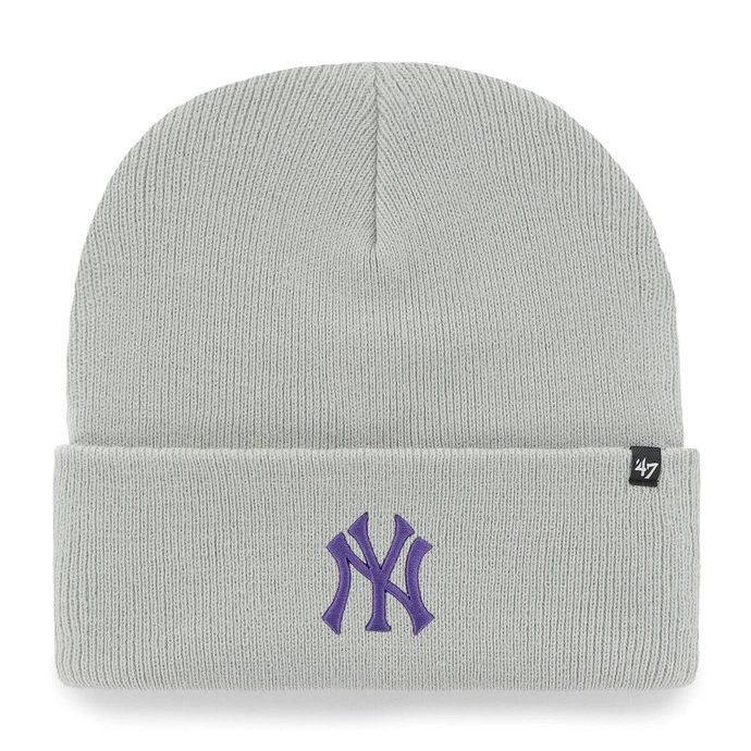 Czapka zimowa unisex 47 Brand MLB New York Yankees  jasno szara fioletowa