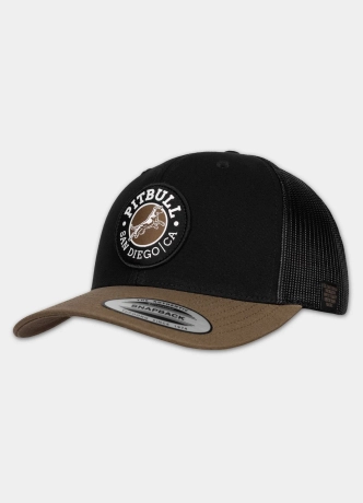 Czapka z daszkiem Snapback Trucker Pit Bull Pitbull San Diego CA czarno/brązowa