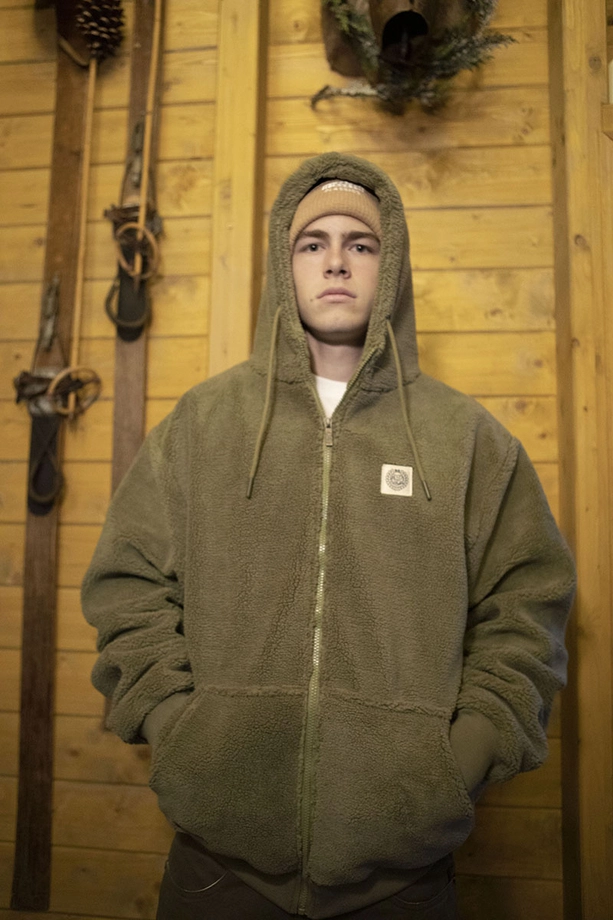 Kurtka przejściowa rozpinana Teddy Mass Denim Patch zielona