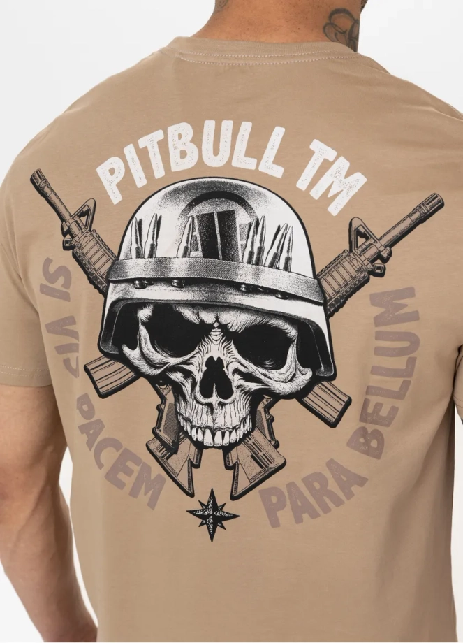 Koszulka męska T-Shirt Pit Bull Pitbull Parabellum Savana beżowa