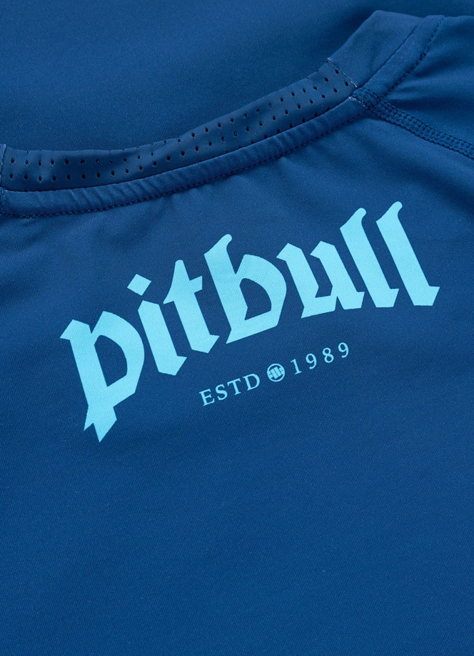 Koszulka męska rashguard Pitbull Logo Palms niebieska