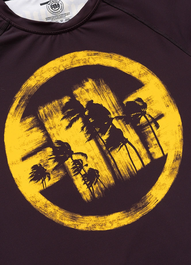Koszulka męska rashguard Pitbull Logo Palms brązowa