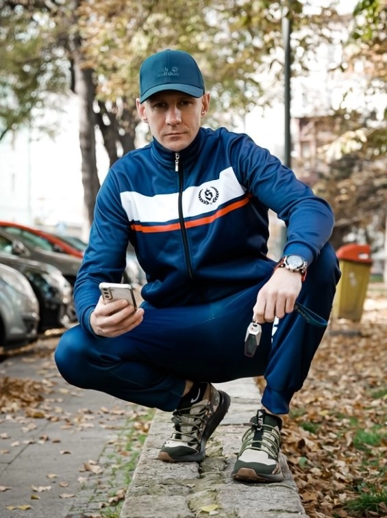 Spodnie dresowe męskie Środowisko Miejskie Laur Poliester granatowe