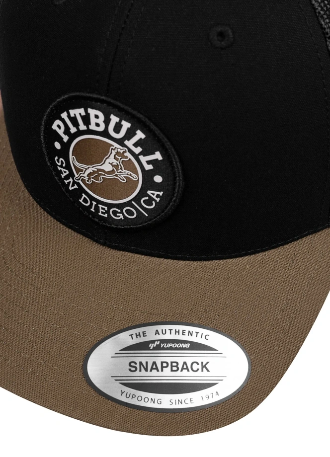 Czapka z daszkiem Snapback Trucker Pit Bull Pitbull San Diego CA czarno/brązowa