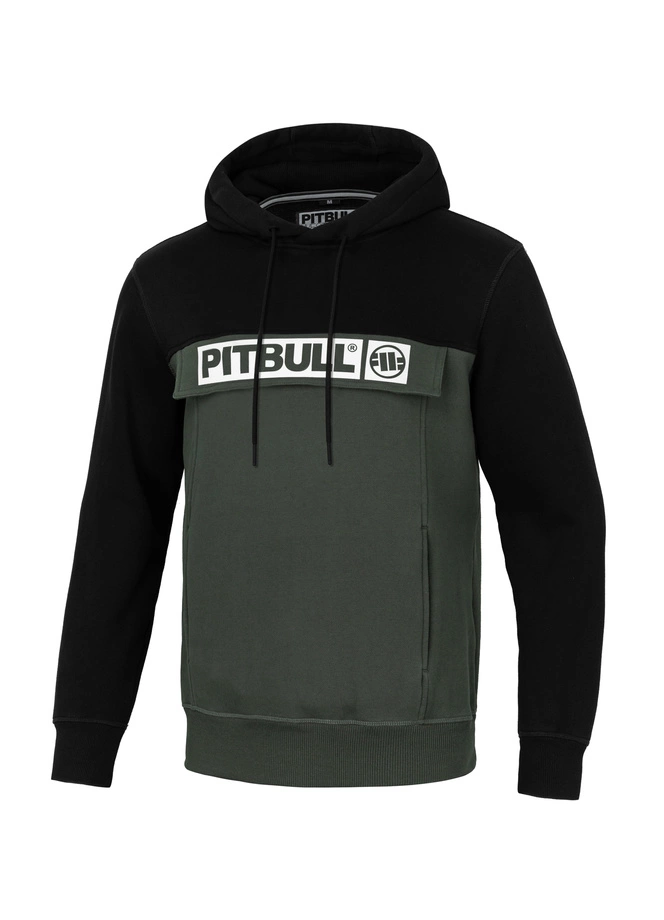 Bluza męska z kapturem Pitbull Pit Bull Terry Two-Color Hilltop hooded czarna/zielona