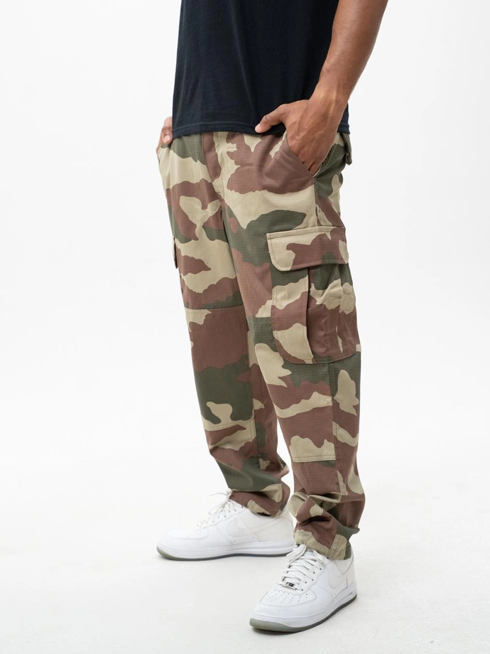 Spodnie Materiałowe Baggy Bojówki Jigga Wear Ripstop Military brązowo/zielone camo