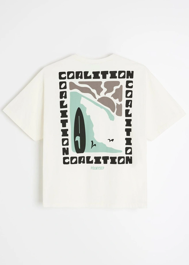 Koszulka męska t-shirt Coalition CLTN T Check kremowa