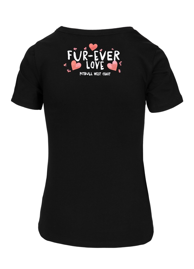 Koszulka damska T-shirt Pit Bull Fur-Ever Love czarna