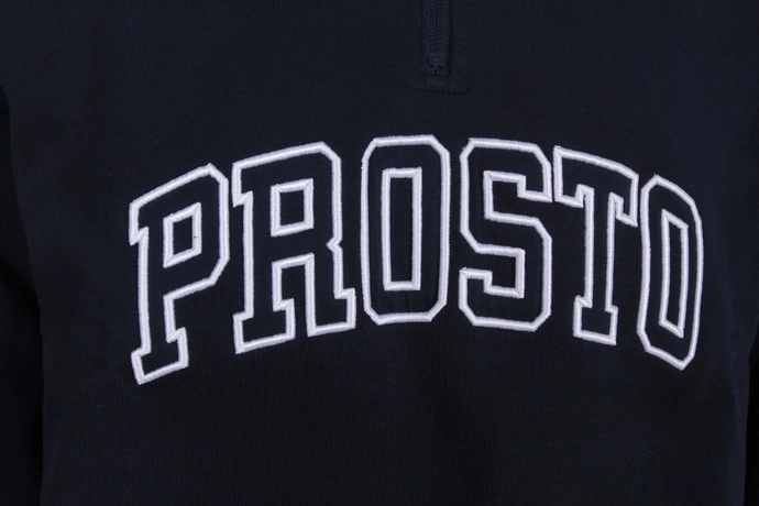 Bluza męska ze stójką Prosto Klasyk Mobi Half Zip granatowa