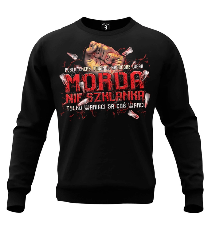 Bluza męska bez kaptura Public Enemy Morda nie szklanka crewneck czarna