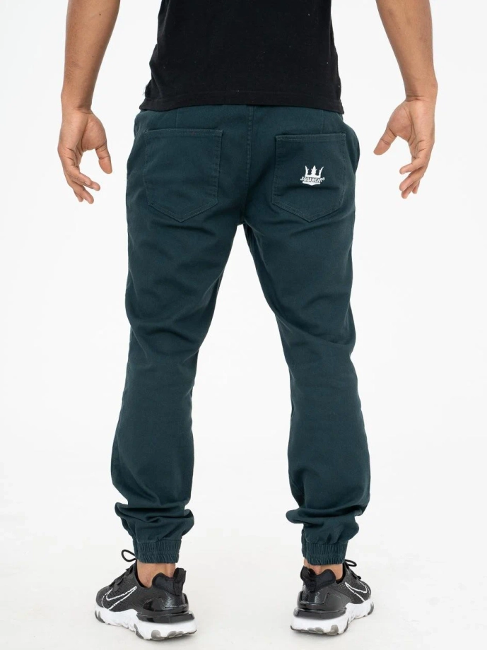 Spodnie męskie Materiałowe Jogger Jigga Wear Crown bottle green zielone