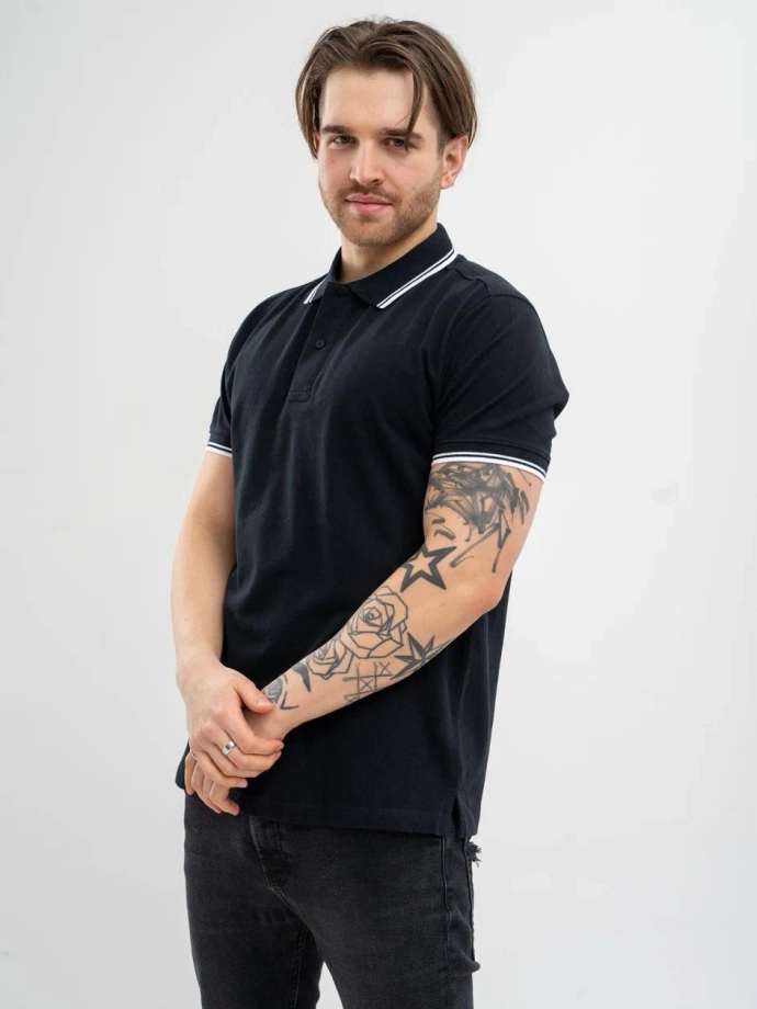 Koszulka męska Polo Jigga Wear Classic Stripe czarna