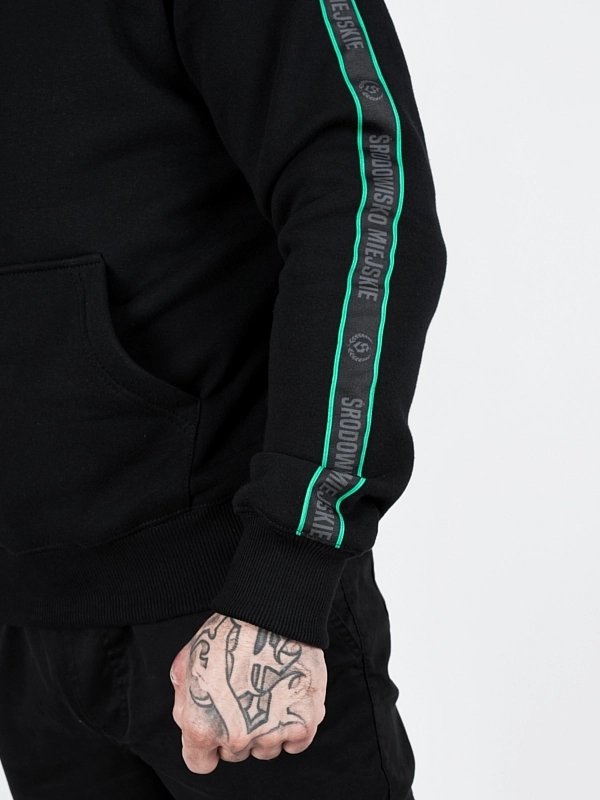 Bluza męska z kapturem Środowisko Miejskie Laur Mint lampas czarna