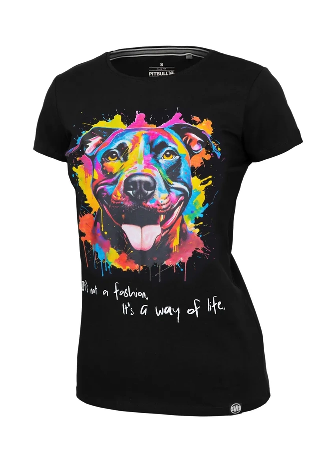 Koszulka t-shirt damski Pitbull Pit Bull Watercolor czarna