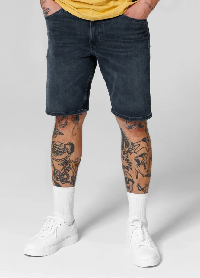 Spodenki szorty jeans męskie Pitbull Dark Wash Highlander granatowe