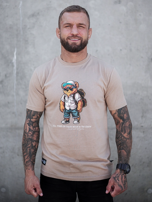 Koszulka męska t-shirt Środowisko Miejskie All time on tour Bear beżowa