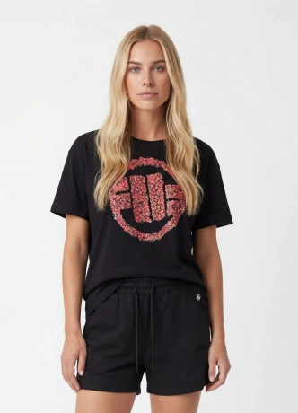 Koszulka t-shirt damska Pit Bull Pitbull Logo Hearts oversize czarna