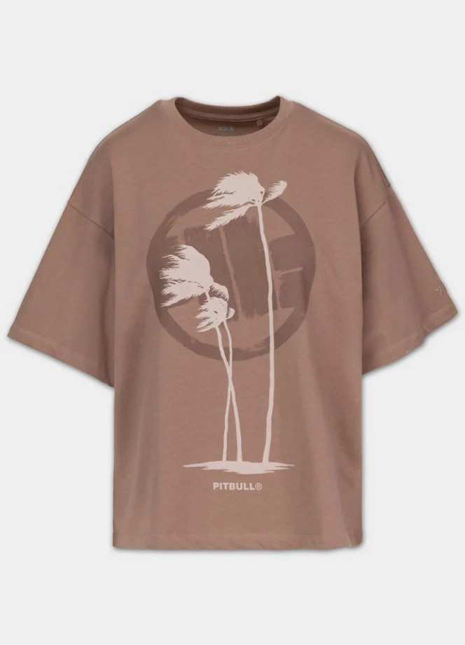 Koszulka t-shirt damska Pit Bull Pitbull Palm oversize brązowa