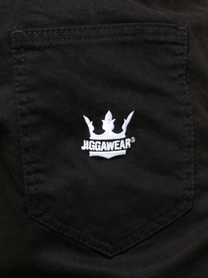 Spodnie męskie Materiałowe Jogger Jigga Wear Crown Stitch czarne/białe
