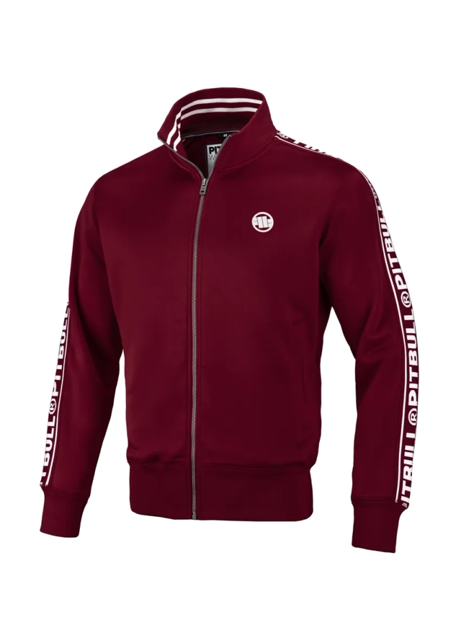 Bluza męska rozpinana Pitbull Pit Bull Tape Logo 24 Trackjacket burgundowa bordowa