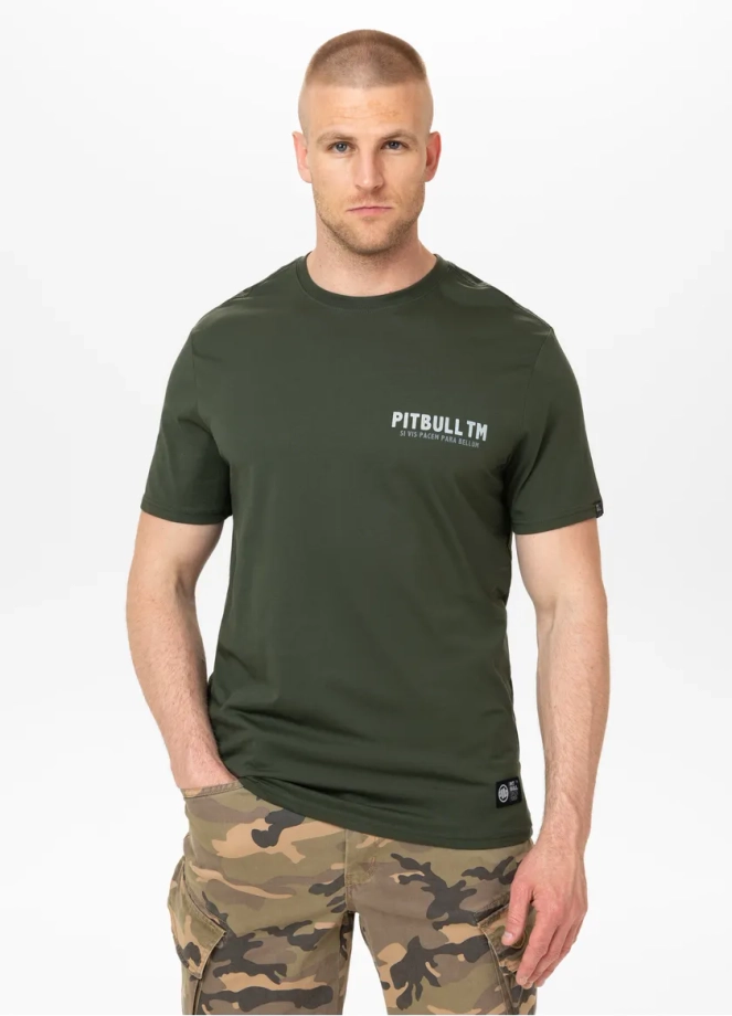 Koszulka męska T-Shirt Pit Bull Pitbull Parabellum ciemno zielona