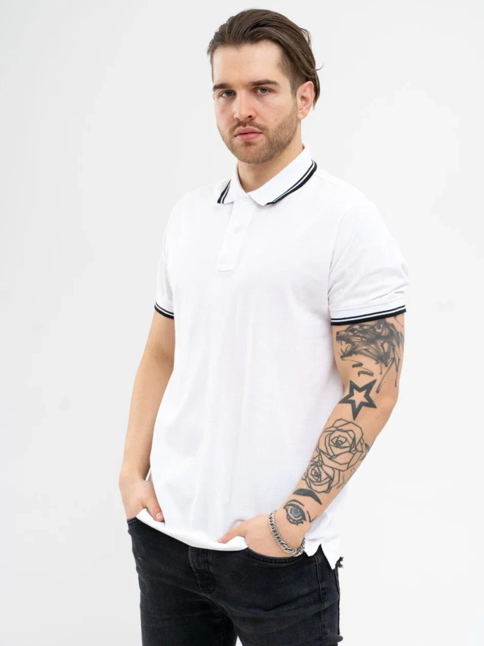 Koszulka męska Polo Jigga Wear Classic Stripe biała