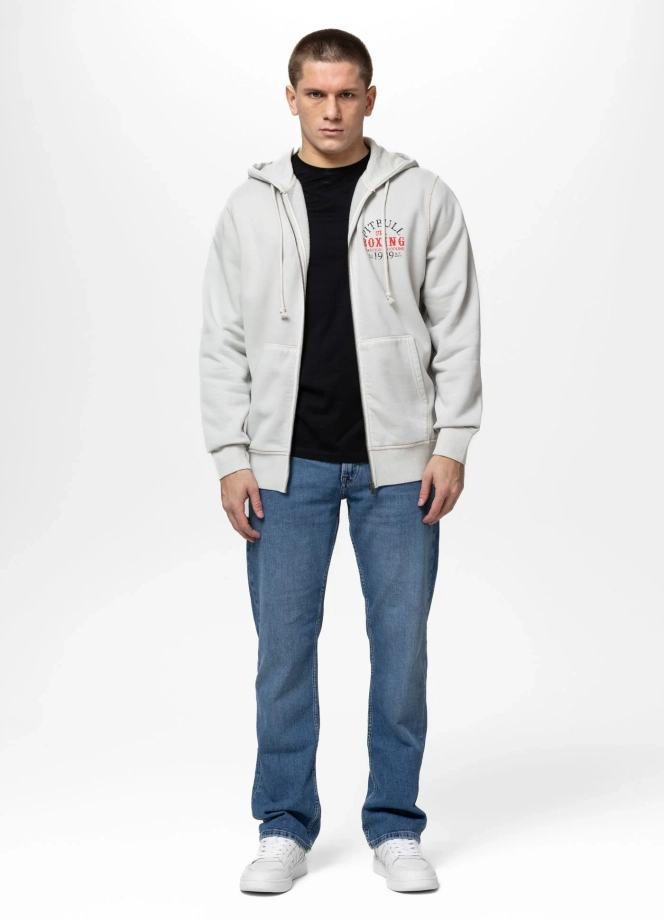 Bluza męska rozpinana z kapturem Pitbull Champion Bloodline biała