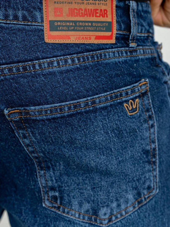 Spodnie męskie Jeans Jigga Wear Mini Haft Logo niebieskie