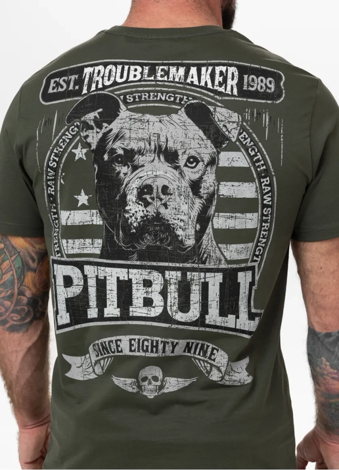 Koszulka męska T-Shirt Pit Bull Pitbull Troublemaker ciemno zielona