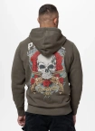 Bluza męska rozpinana z kapturem Pitbull Santa Muerte zielona