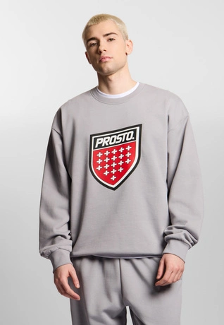 Bluza męska oversize Prosto Big Shield crewneck szara
