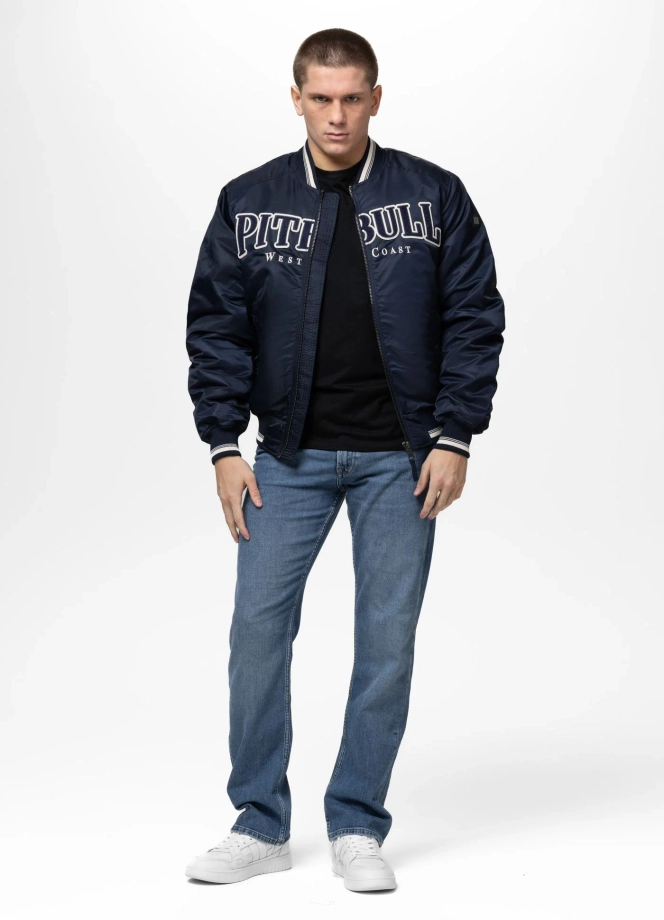 Kurtka męska przejściowa bejsbolówka Pit Bull Detroit granatowa