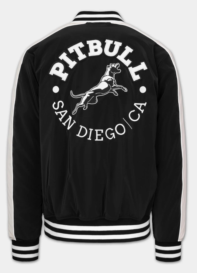 Kurtka męska przejściowa bejsbolówka Pit Bull Manolito czarno/biała