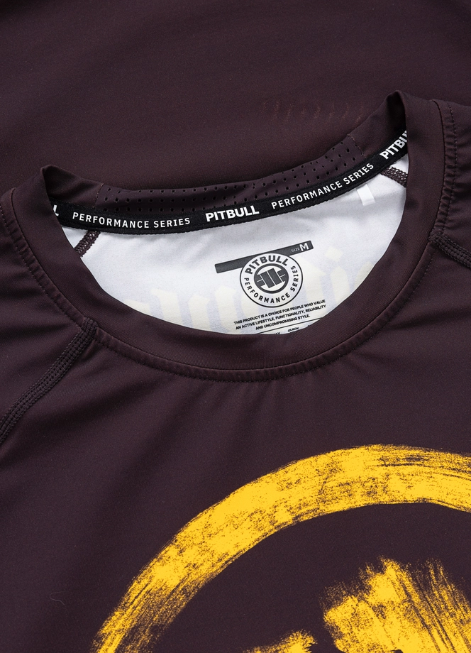 Koszulka męska rashguard Pitbull Logo Palms brązowa