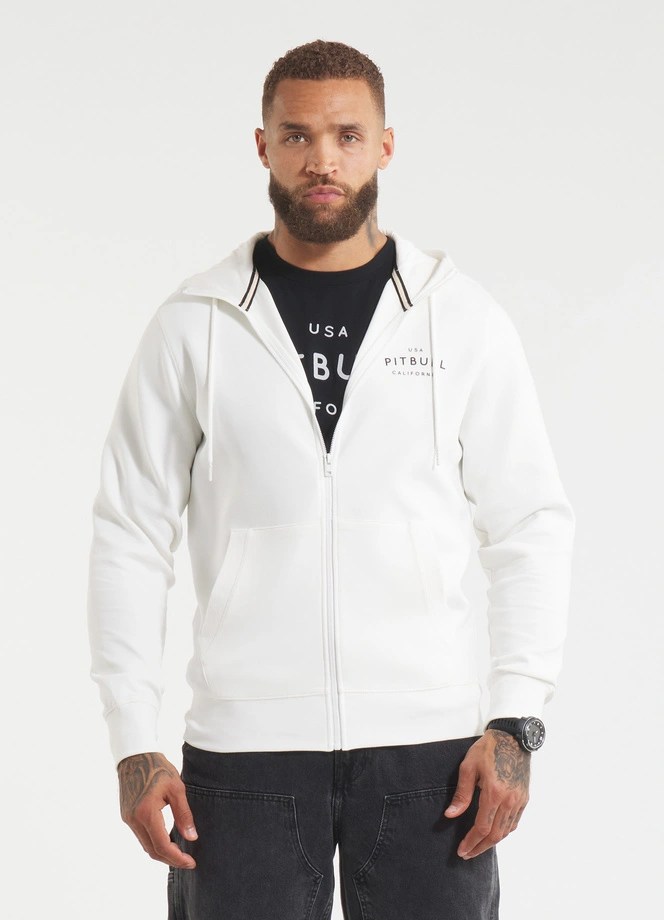 Bluza męska z kapturem Pitbull Pit Bull Sampson ZIP biała