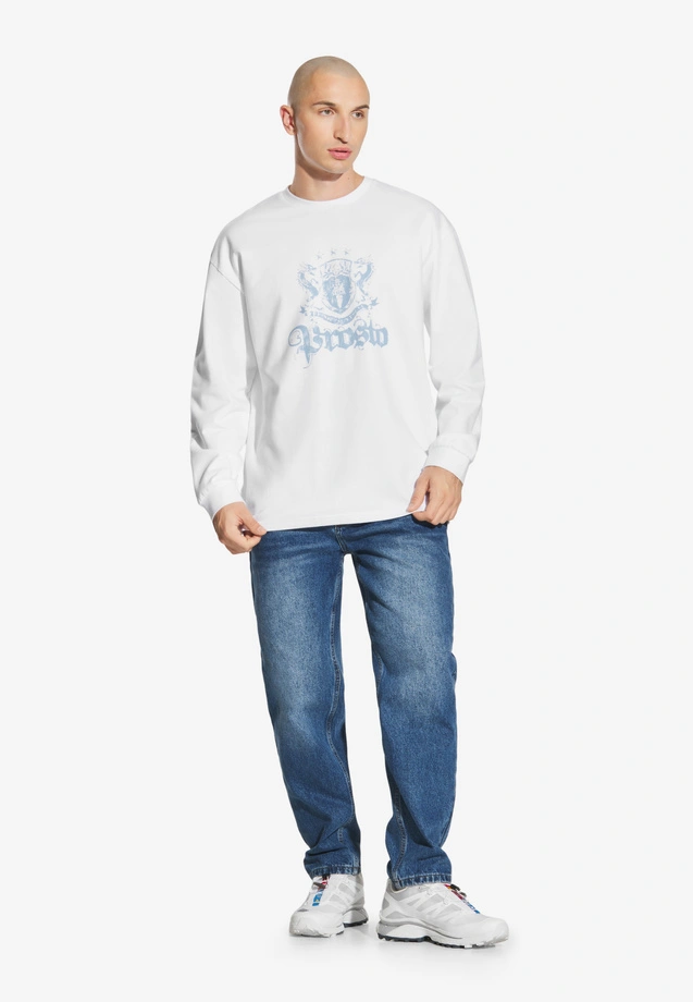 Koszulka longsleeve męski Prosto Crest biała