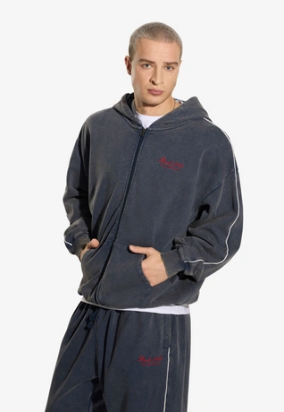 Bluza męska rozpinana z kapturem Prosto Team Washed granatowa