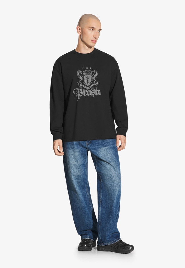 Koszulka longsleeve męski Prosto Crest czarna