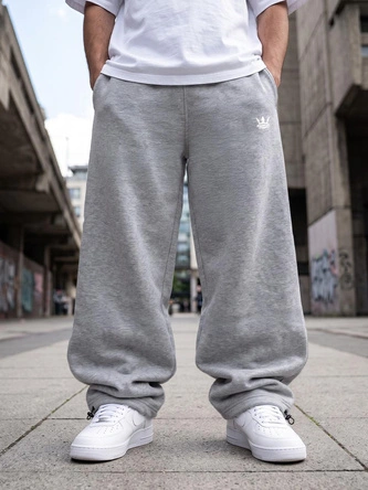 Spodnie dresowe męskie Baggy Jigga Wear Logo Drawcord ciemno szare