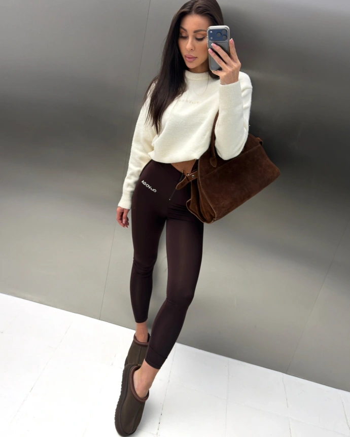 Legginsy damskie Olavoga LUXORA brązowe