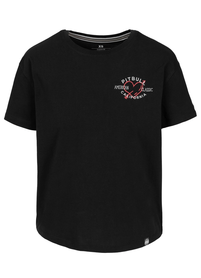Koszulka damska T-shirt oversize Pit Bull Heart czarna