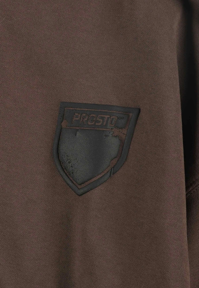 Bluza męska z kapturem oversize Prosto Splash Shield Mini brązowa