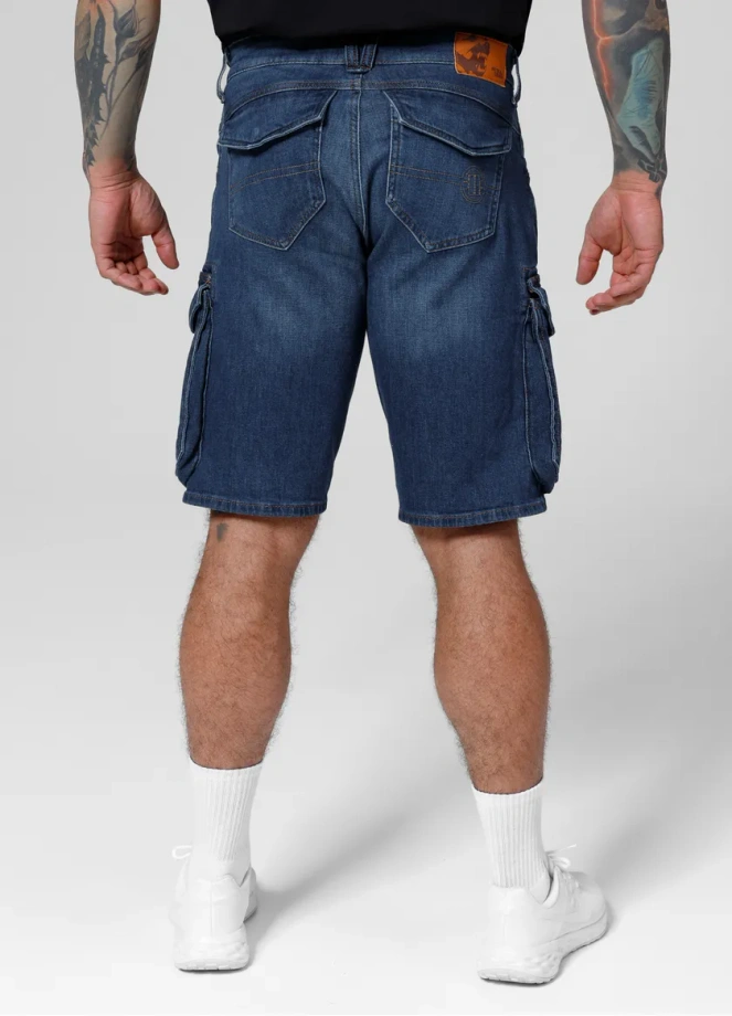 Spodenki szorty jeans bojówki męskie Pitbull Navy Wash Longspur granatowe