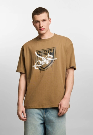 Koszulka męska t-shirt Prosto Damage Target brązowa