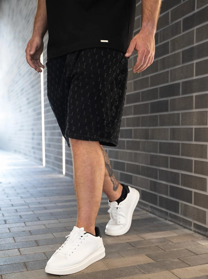 Spodenki szorty męskie jeans Jigga Wear Small Outline Crown Dots czarne