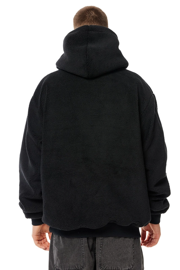 Kurtka przejściowa rozpinana Teddy Mass Denim Patch czarna