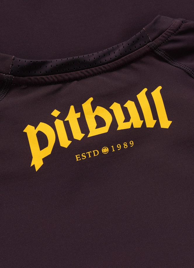 Koszulka męska rashguard Pitbull Logo Palms brązowa