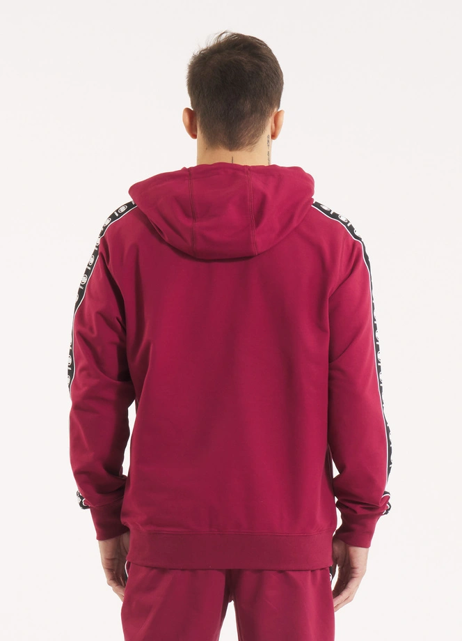 Bluza męska z kapturem Pitbull Pit Bull Tape Nugget ZIP bordowa