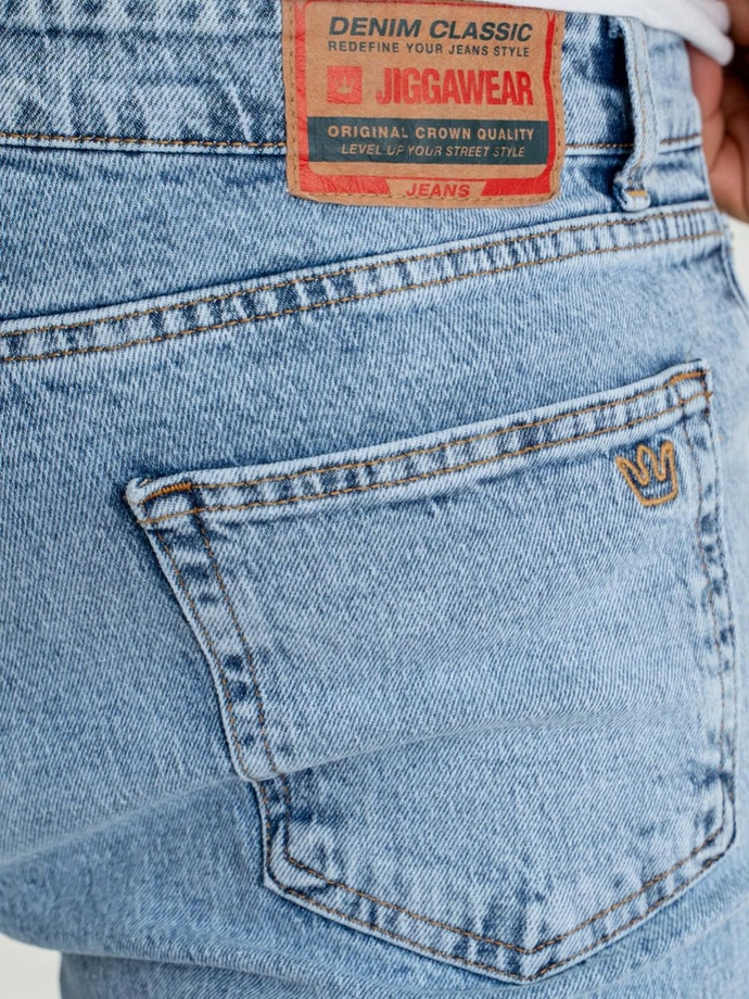 Spodnie męskie Jeans Jigga Wear Mini Haft Logo jasne niebieskie