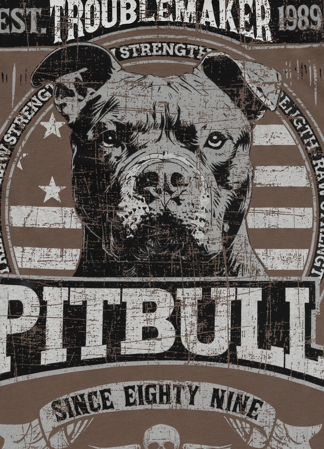 Koszulka męska T-Shirt Pit Bull Pitbull Troublemaker ciemno brązowa